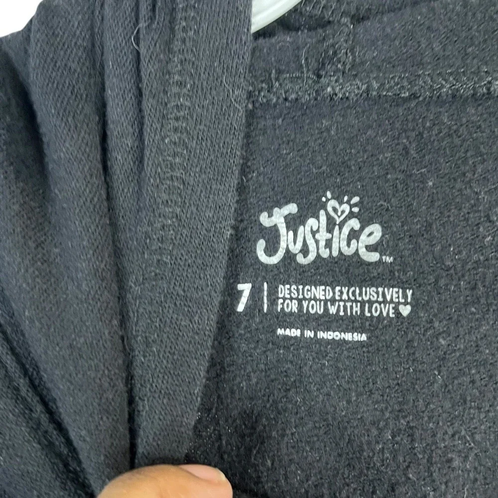 Justice Girls Athletic Dept Est 2004 Black Long Sleeve Hoodie - Size 7